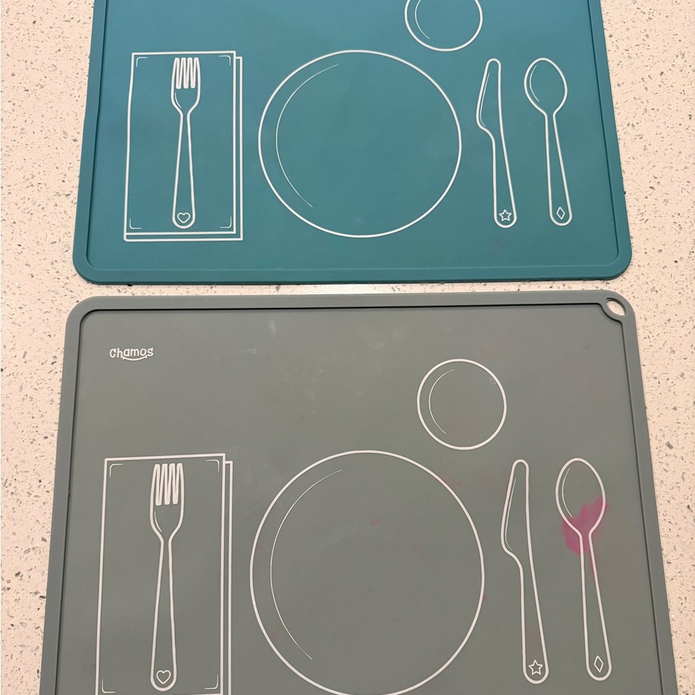 Blue and Gray Silicone Placemats